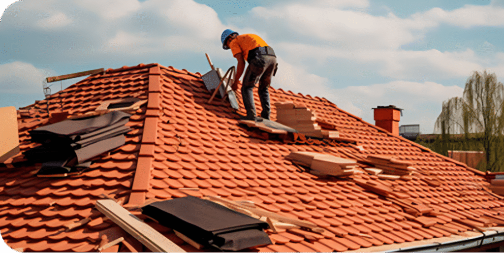 Skilled roofing technician performing leak repair Carolina Forest SC